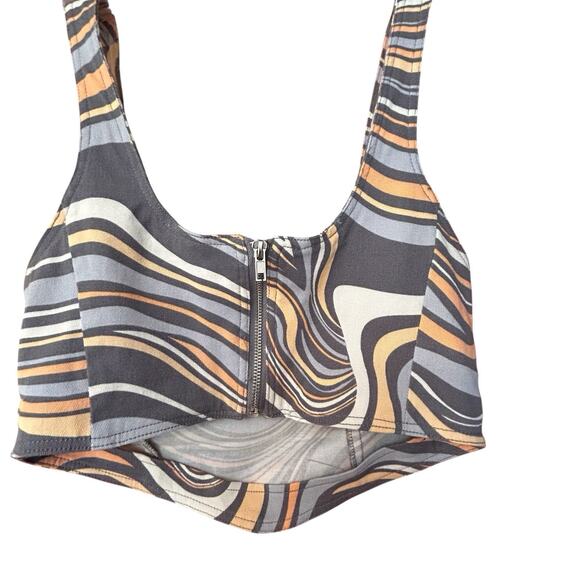 Forever 21 Women’s Allover Abstract Crop Top & Matching Pants Orange Swirls M - Picture 6 of 16